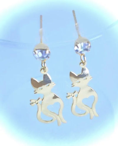 画像有り- ★猫とジルコニアのピアス★