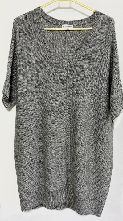 画像有り- グレーのロングニットワンピース S